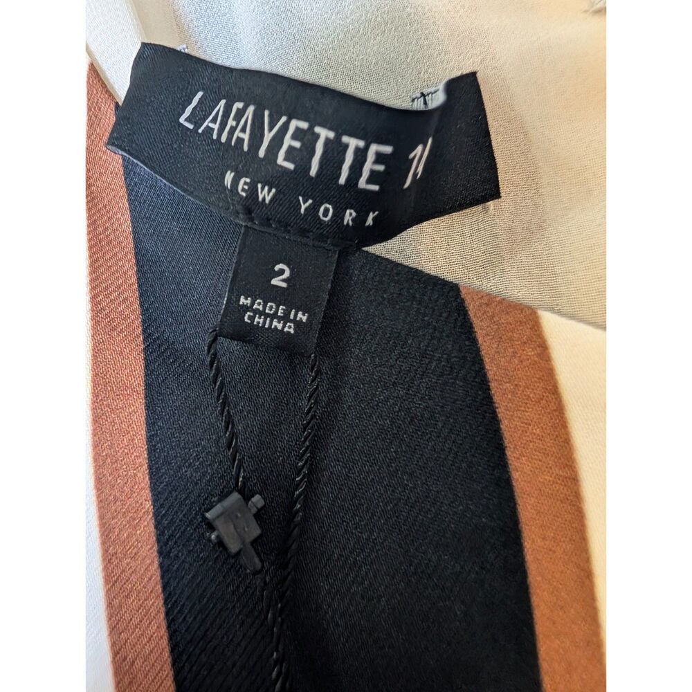 Lafayette 148 New York Striped Maxi Dress Size 2 Belted Sleeveless Viscose NWT - Picture 9 of 10